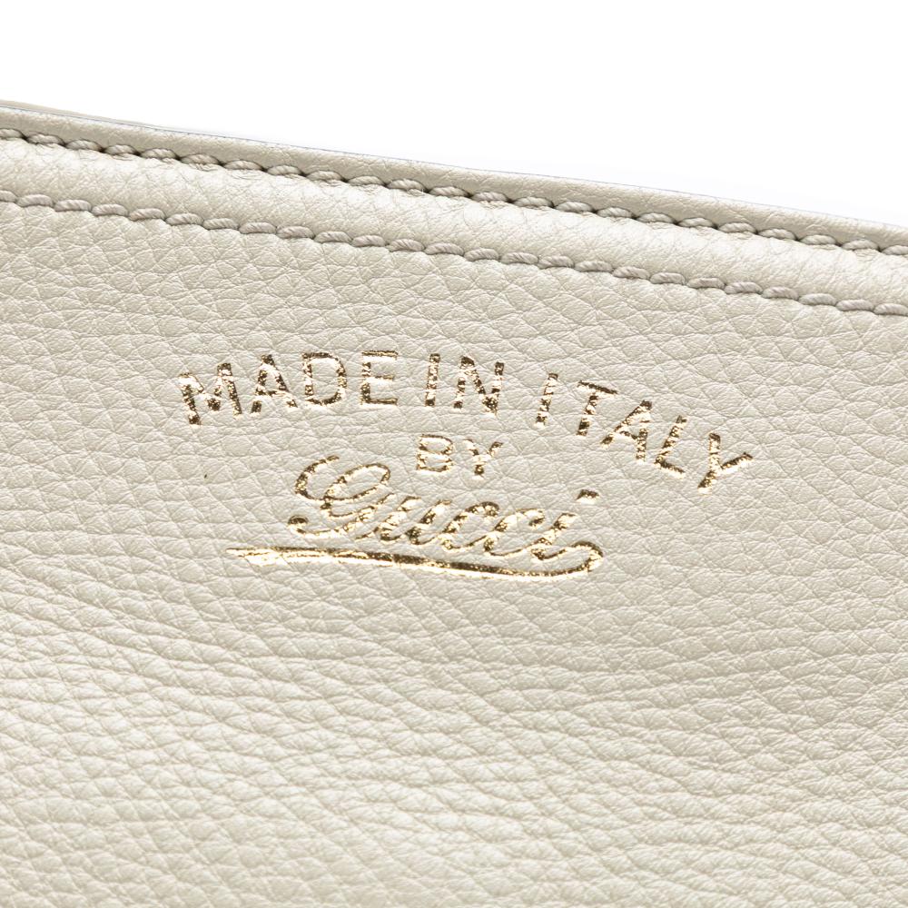 Gucci B Gucci White Calf Leather Medium skin Bamboo Shopper Satchel Italy