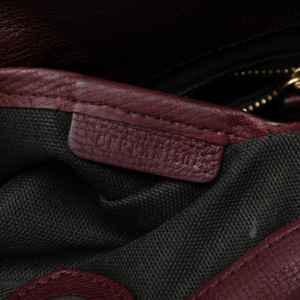 Burberry Red Burgundy Calf Leather Small Grainy skin and House Check Canvas Bingley Crossbody Italy