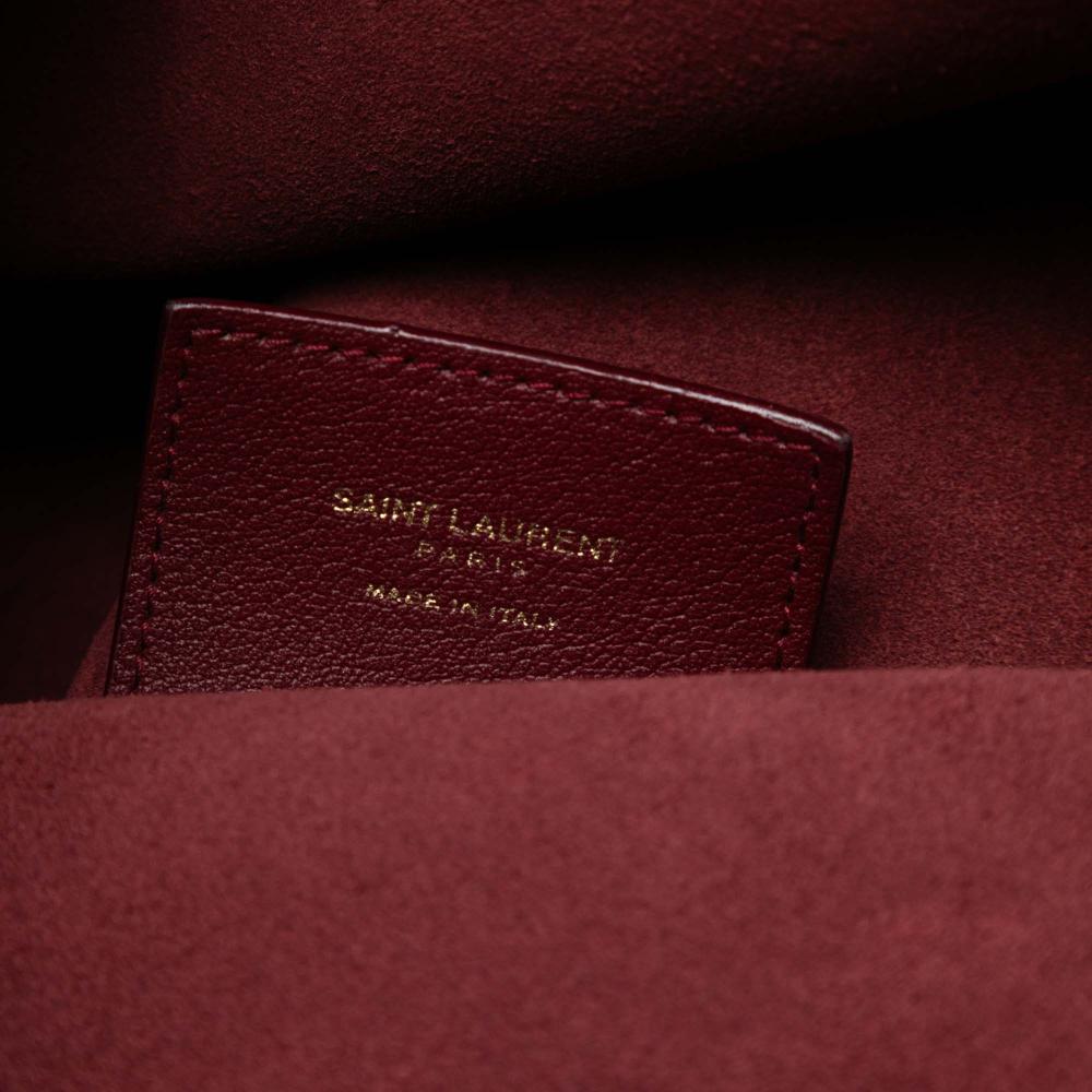 Saint Laurent B Saint Laurent Red Bordeaux Calf Leather North South Shopper Tote Italy