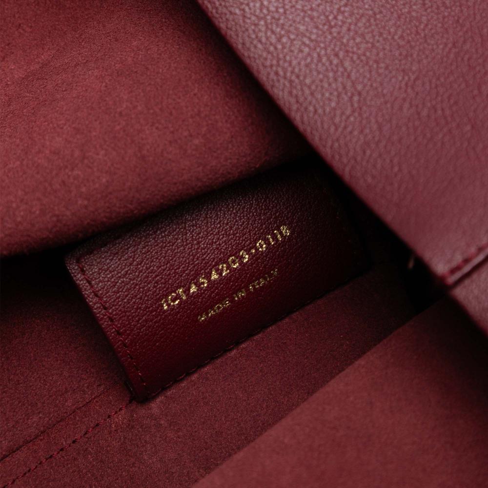 Saint Laurent B Saint Laurent Red Bordeaux Calf Leather North South Shopper Tote Italy