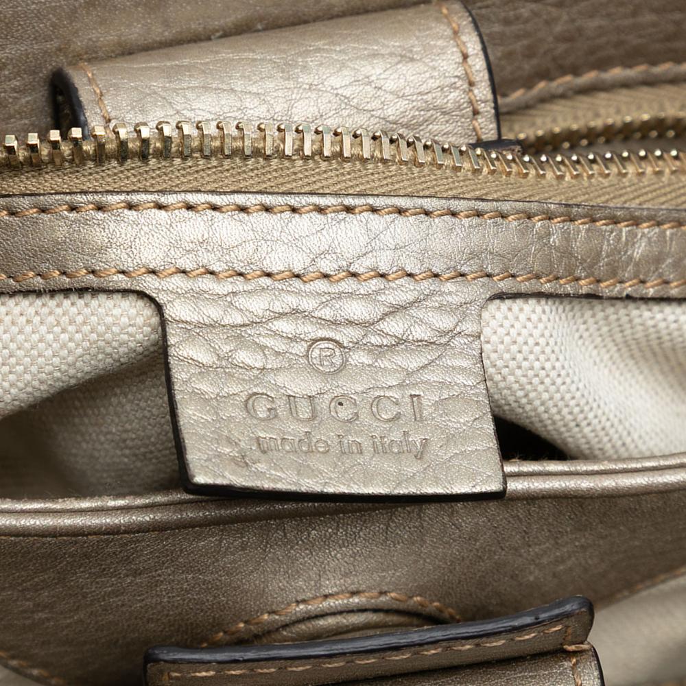 Gucci B Gucci Gold Calf Leather Small skin Bamboo Shopper Satchel Italy