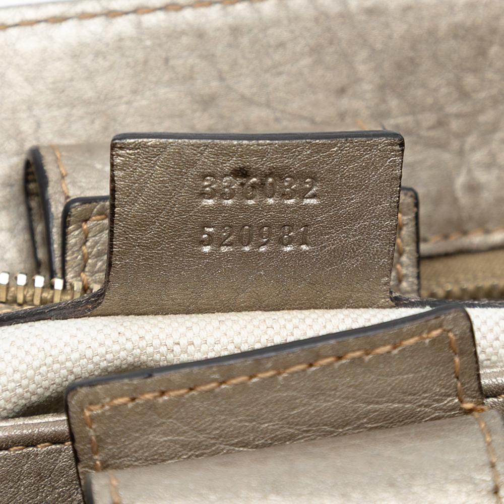 Gucci B Gucci Gold Calf Leather Small skin Bamboo Shopper Satchel Italy