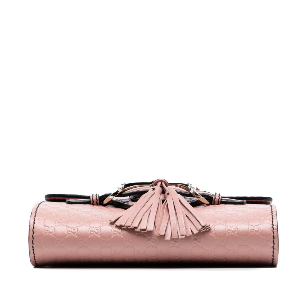 Gucci B Gucci Pink Calf Leather Mini Microguccissima Emily Crossbody Italy