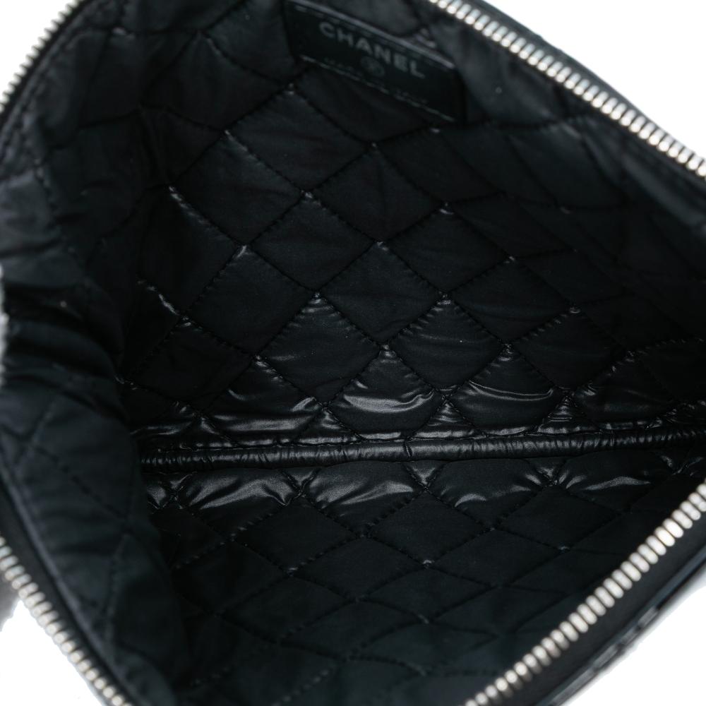 Chanel AB Chanel Black Patent Leather Leather Medium Quilted Patent O Case Clutch Italy