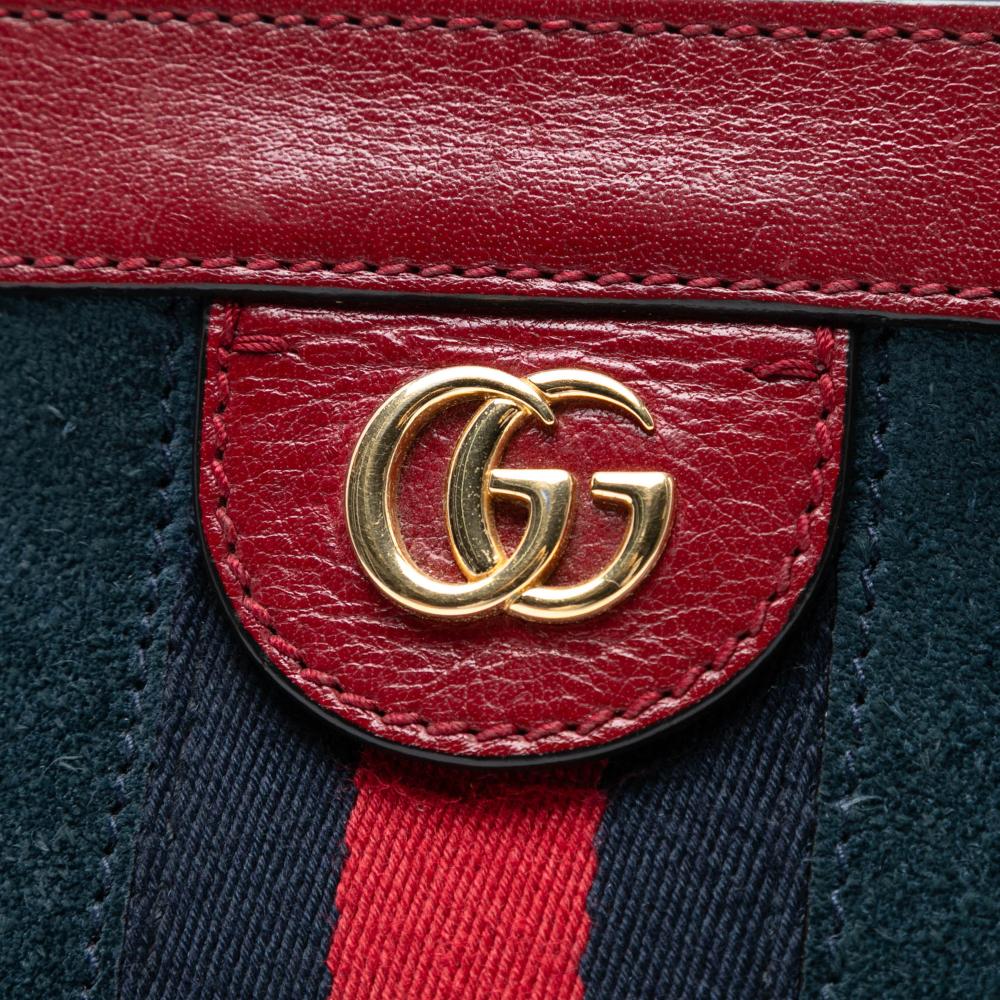 Gucci B Gucci Blue Dark Blue Suede Leather Small Ophidia Chain Crossbody Italy