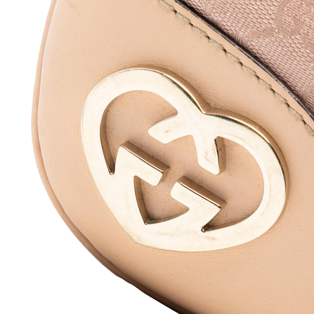 Gucci B Gucci Pink Light Pink Canvas Fabric GG Lovely Crossbody Italy