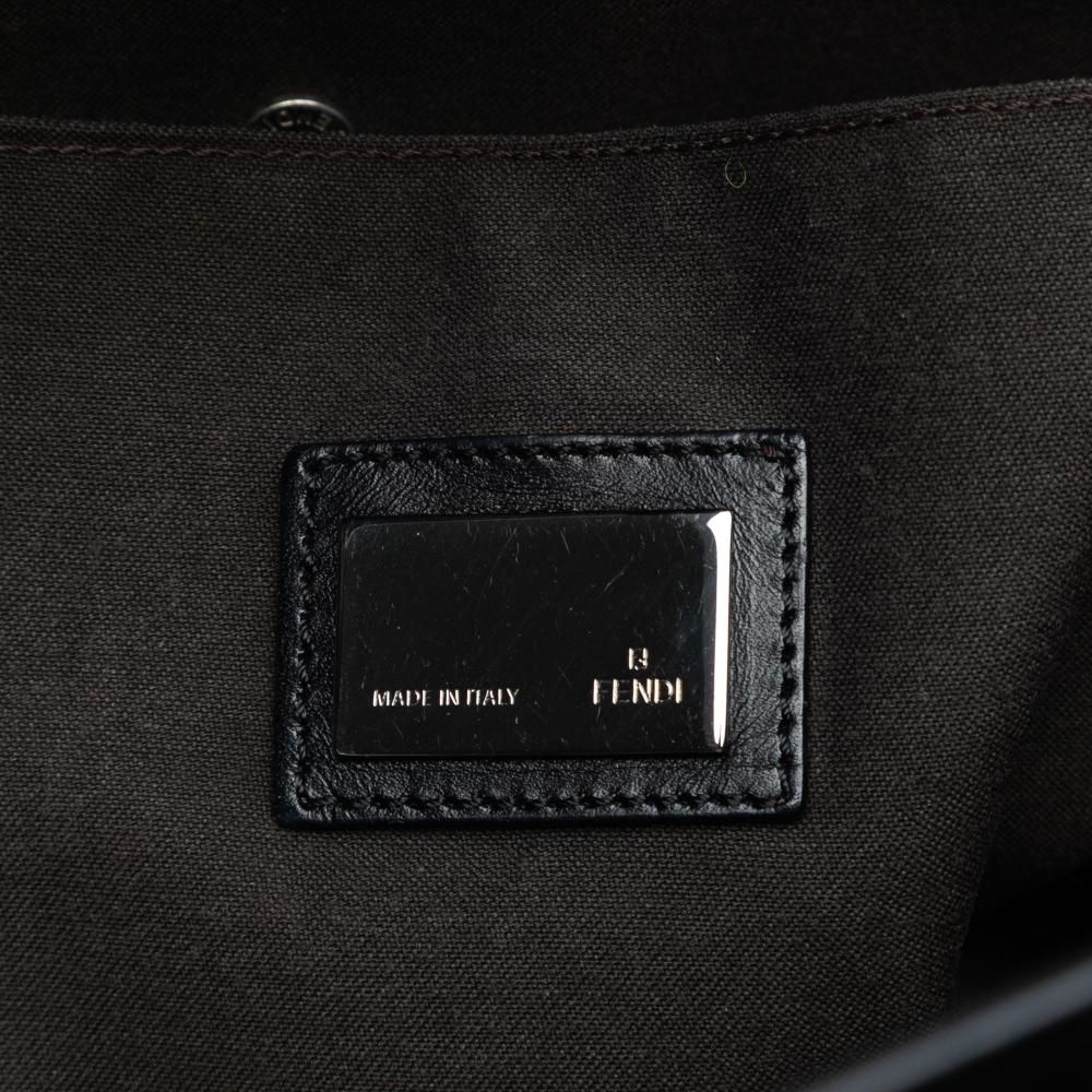 Fendi B Fendi Brown Dark Brown Canvas Fabric Zucchino Tote Italy