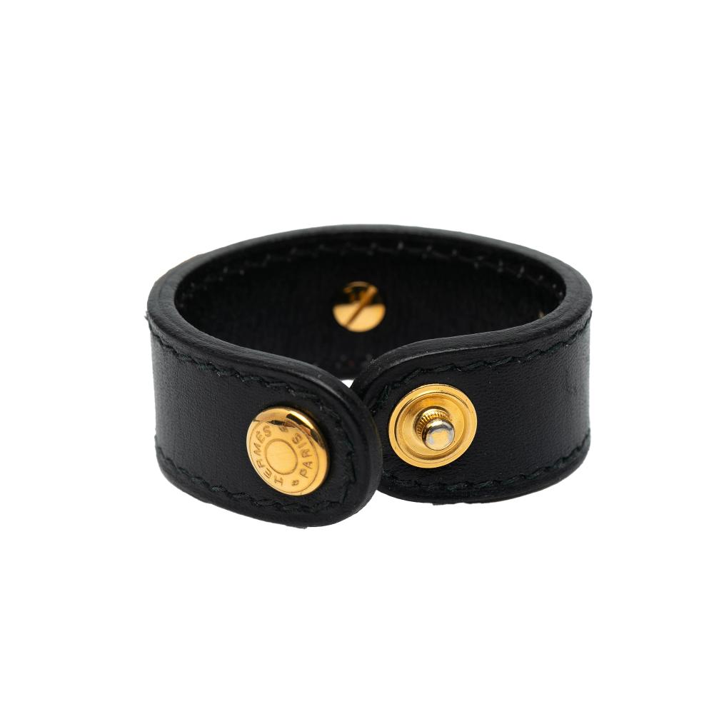 Hermès AB Hermès Black Calf Leather Swift Glove Holder France