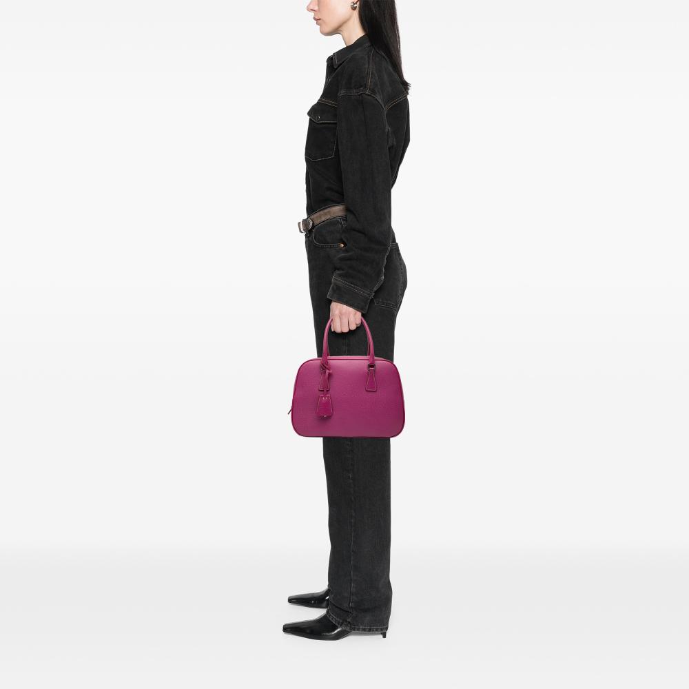 Prada B Prada Pink Dark Pink Calf Leather Cinghiale Bauletto Handbag Italy