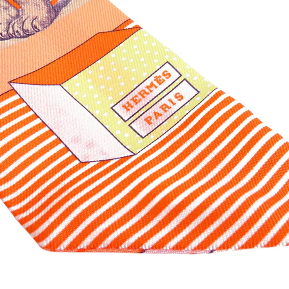 Hermès AB Hermès Orange Silk Fabric Grand Theatre Nouveau Twilly Scarf France