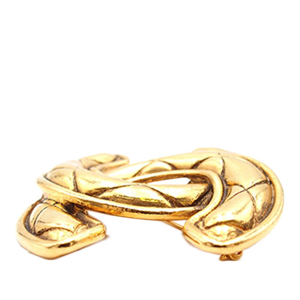 Chanel B Chanel Gold Gold Plated Metal CC Quilted Brooch France