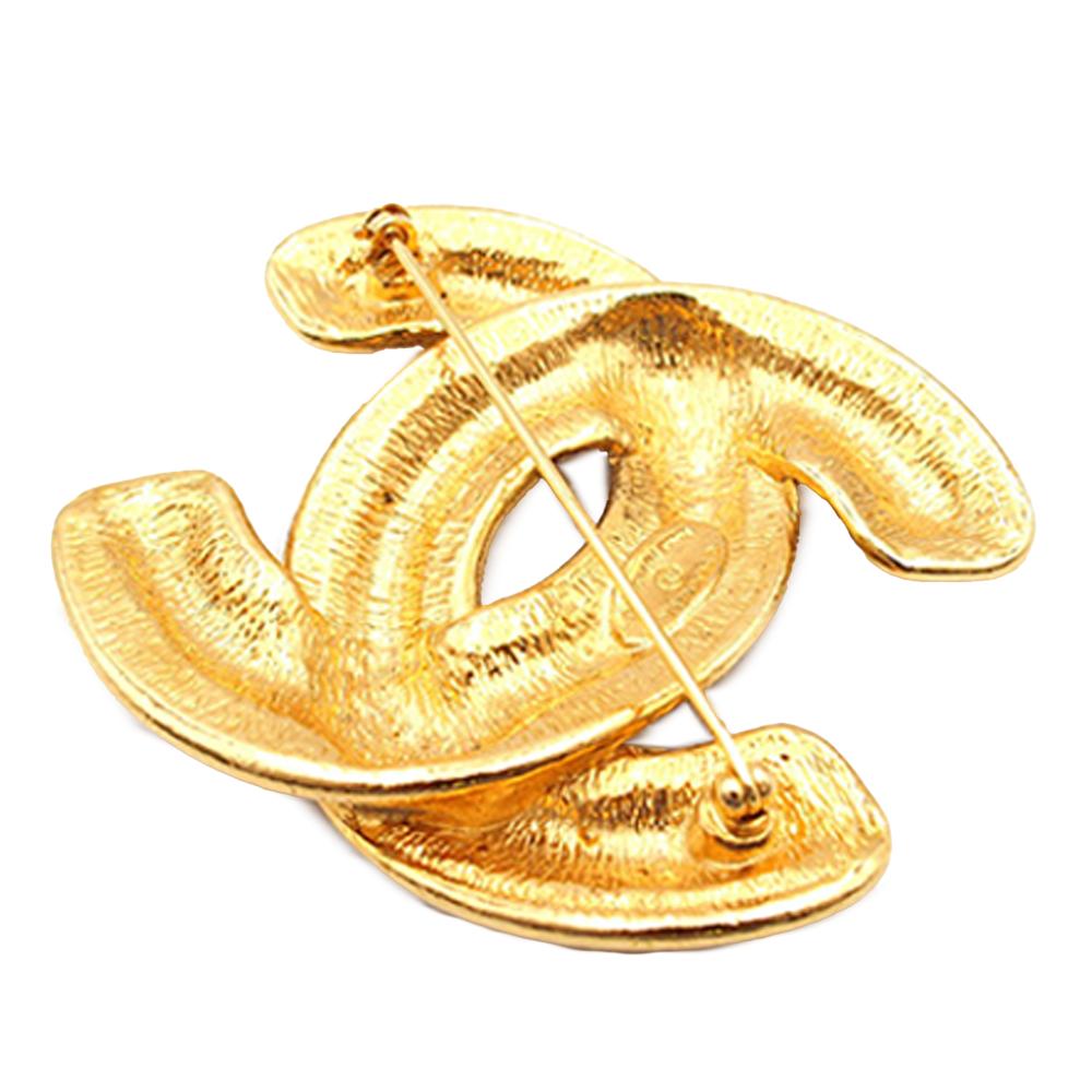 Chanel B Chanel Gold Gold Plated Metal CC Quilted Brooch France