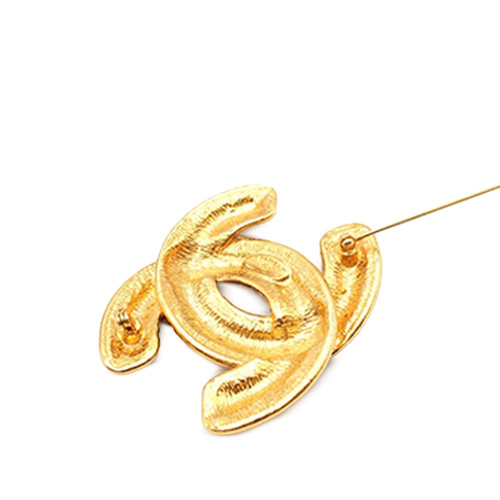 Chanel B Chanel Gold Gold Plated Metal CC Quilted Brooch France