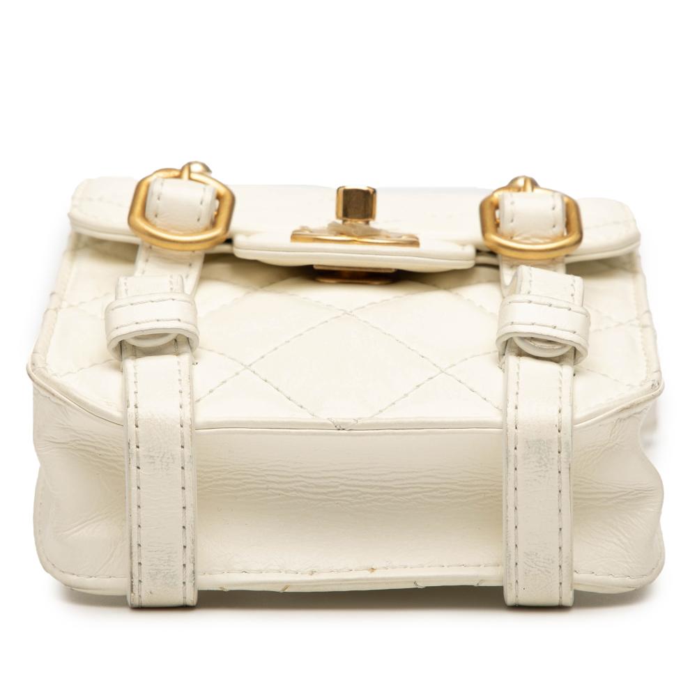 Chanel B Chanel White Ivory Calf Leather Mini Aged skin City School Flap France