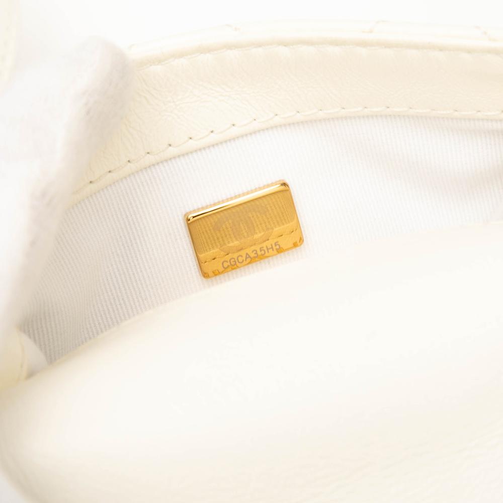 Chanel B Chanel White Ivory Calf Leather Mini Aged skin City School Flap France