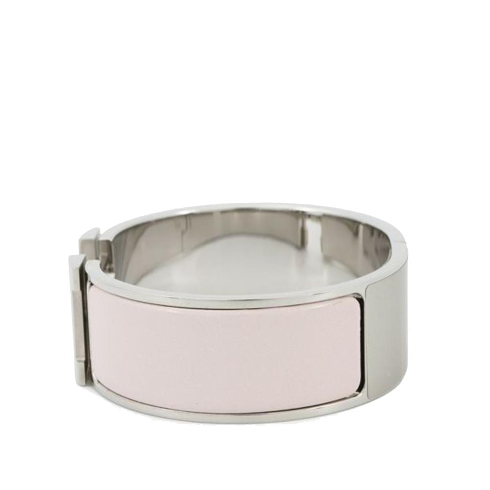 Hermès AB Hermès Pink Light Pink Enamel Other Wide Clic Clac H Bracelet PM France