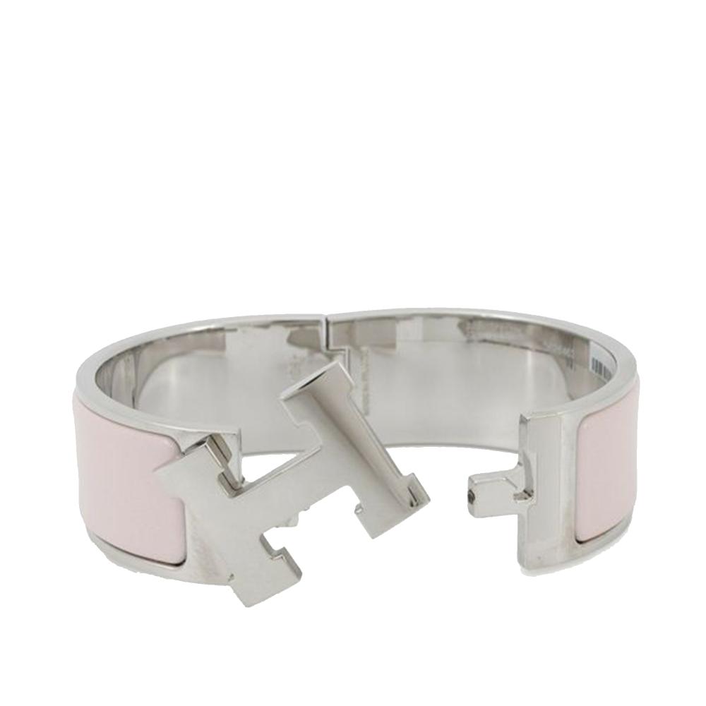 Hermès AB Hermès Pink Light Pink Enamel Other Wide Clic Clac H Bracelet PM France