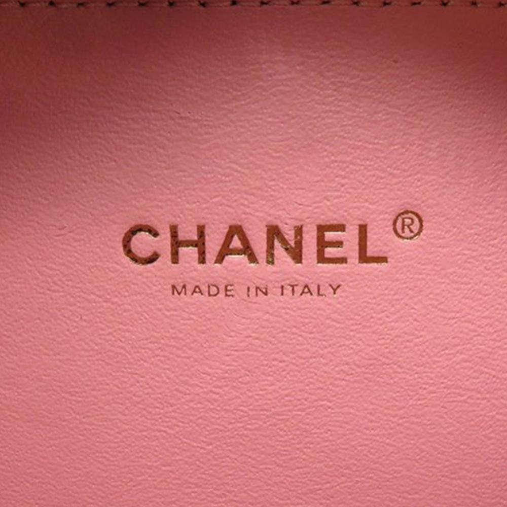 Chanel AB Chanel Pink Light Pink Tweed Fabric Small CC Filigree Vanity Case Italy