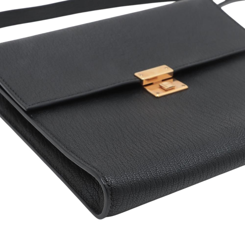 Hermès B Hermès Black Goatskin Leather Chevre Mysore Clic 16 France
