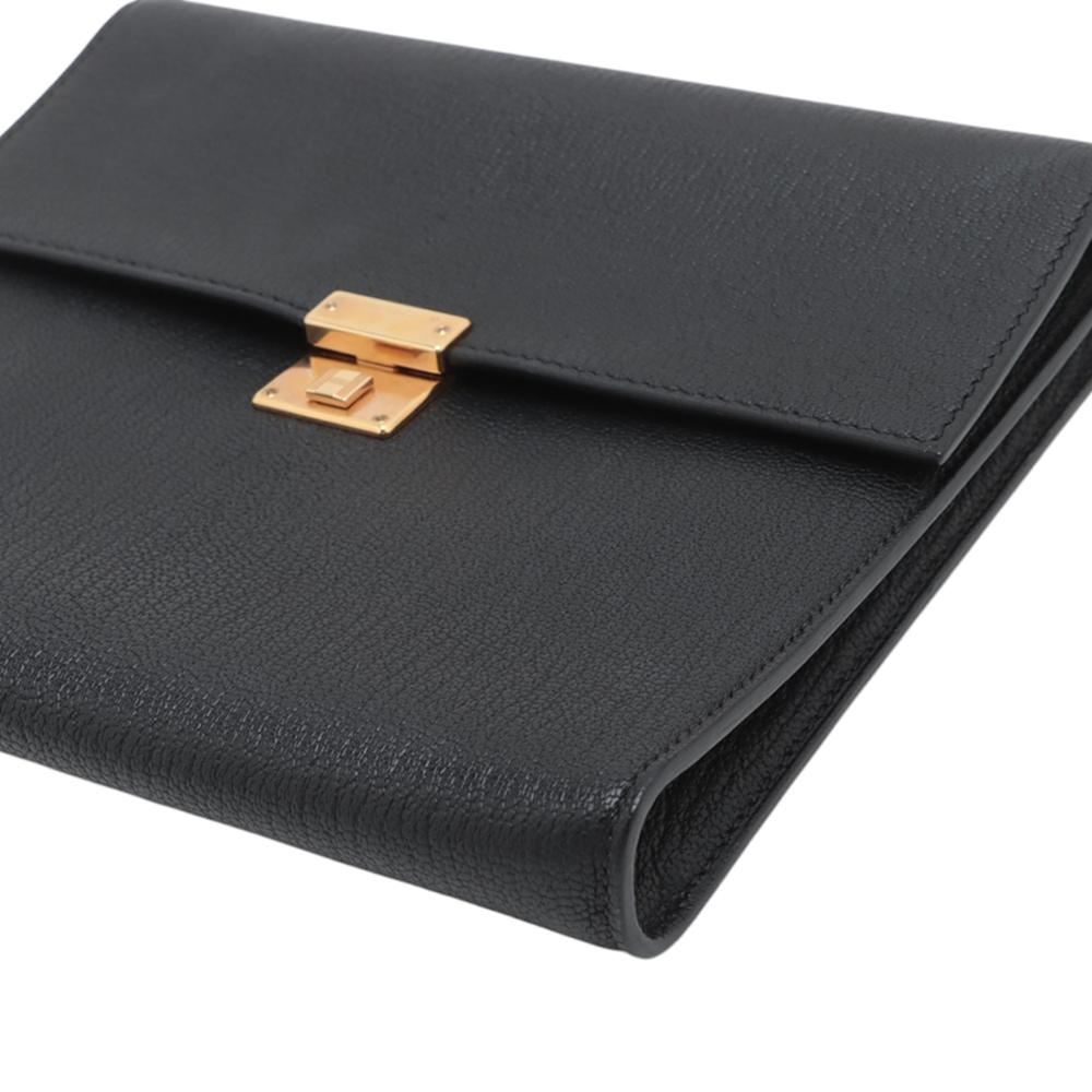 Hermès B Hermès Black Goatskin Leather Chevre Mysore Clic 16 France