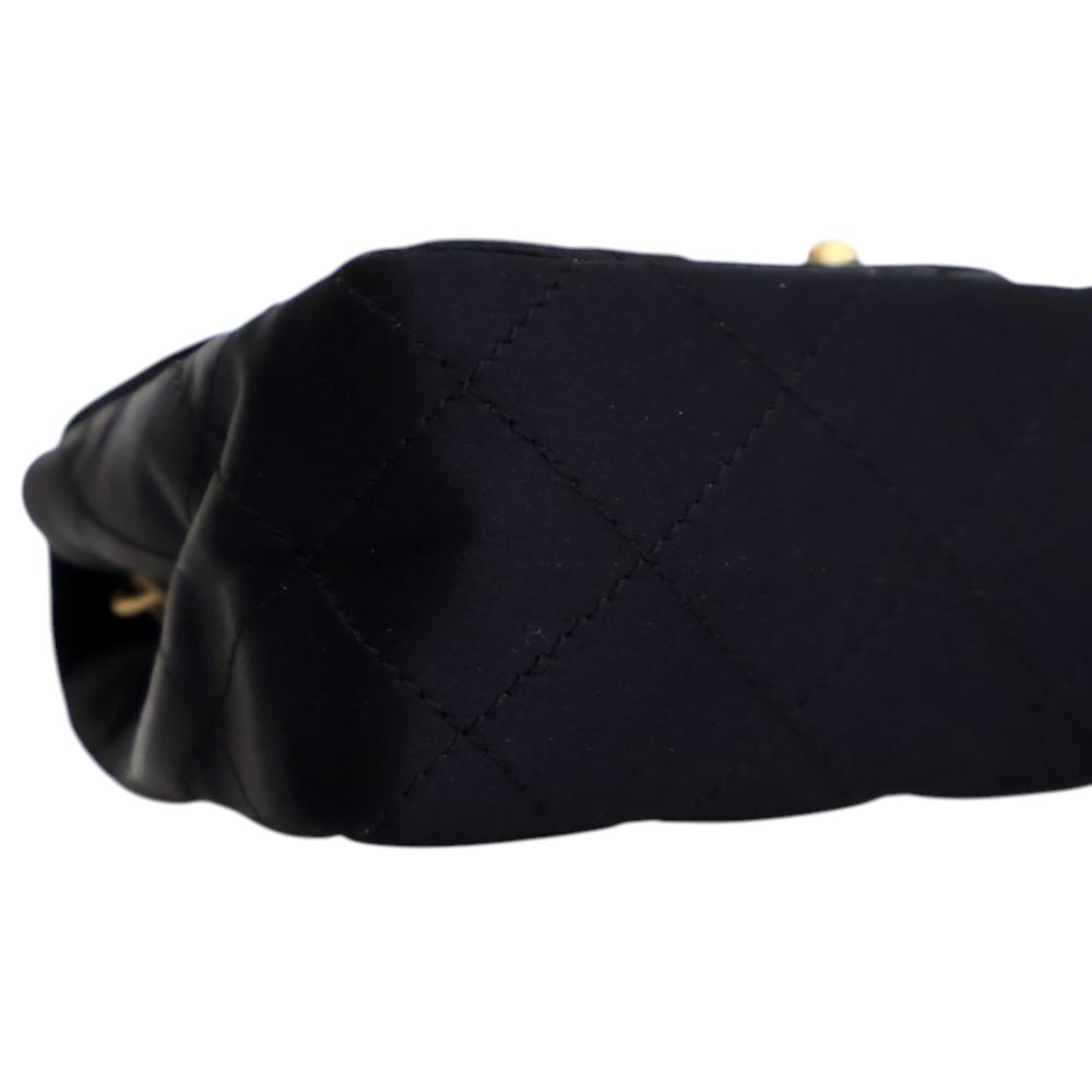 Chanel AB Chanel Black Satin Fabric Extra Mini Rectangular Classic Single Flap Italy