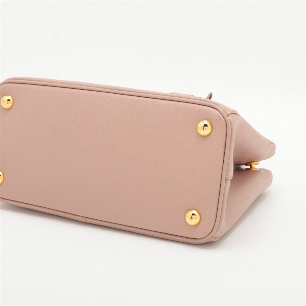 Prada Galleria Small Saffiano Lux Leather 2-Ways Handbag Beige Pink