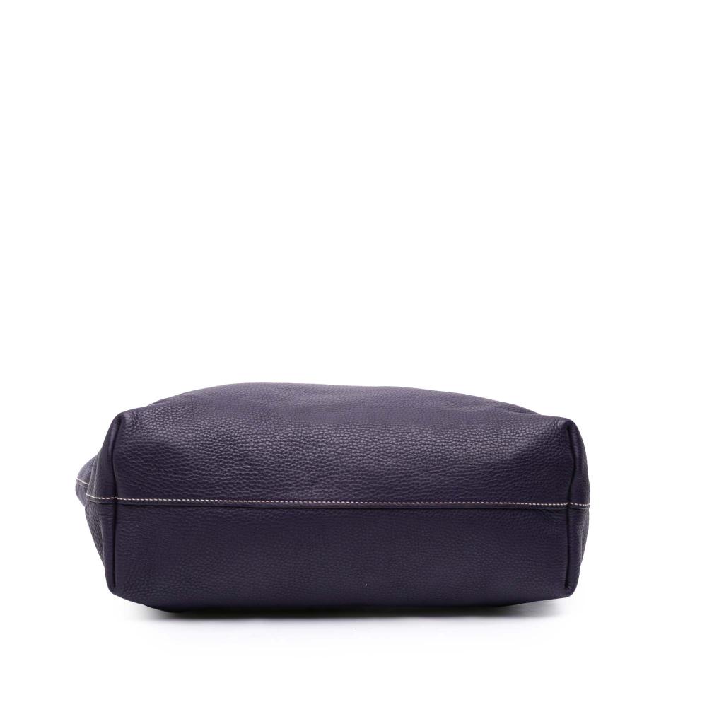 Prada B Prada Purple Violet Calf Leather Vitello Daino Open Convertible Tote Italy