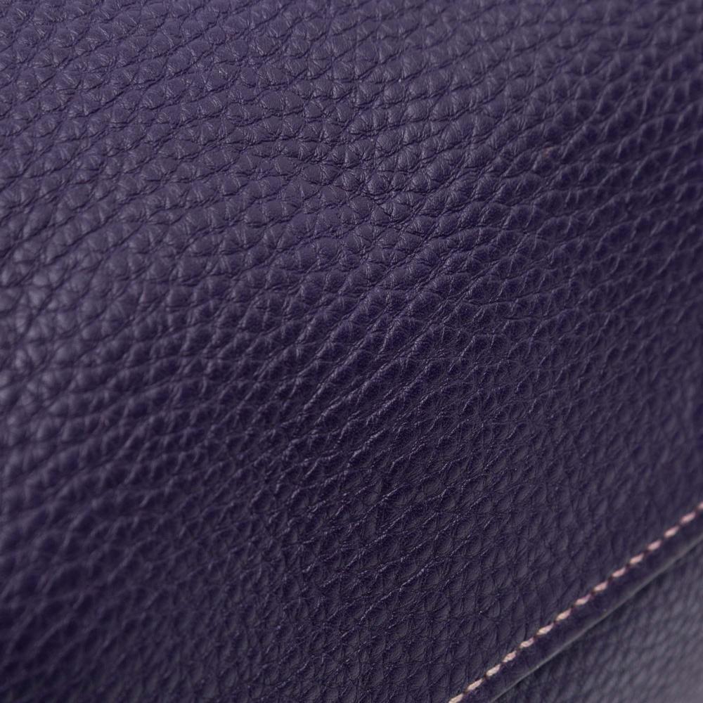 Prada B Prada Purple Violet Calf Leather Vitello Daino Open Convertible Tote Italy