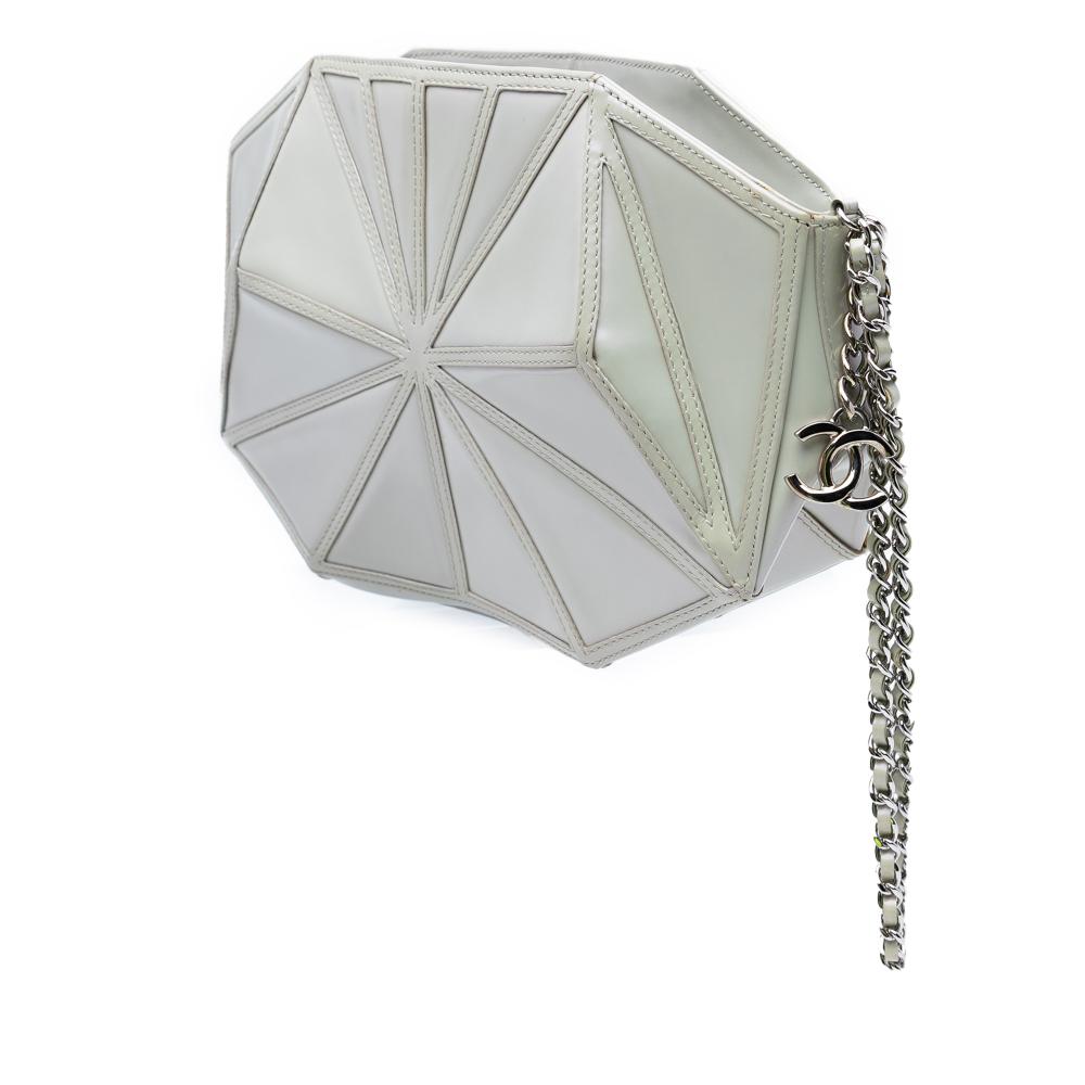 Chanel White Ivory Lambskin Leather Leather Pearlescent Lambskin Midnight Swim Wristlet Clutch Italy