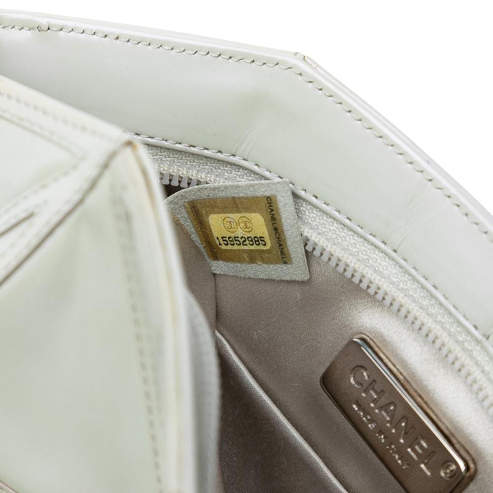 Chanel White Ivory Lambskin Leather Leather Pearlescent Lambskin Midnight Swim Wristlet Clutch Italy