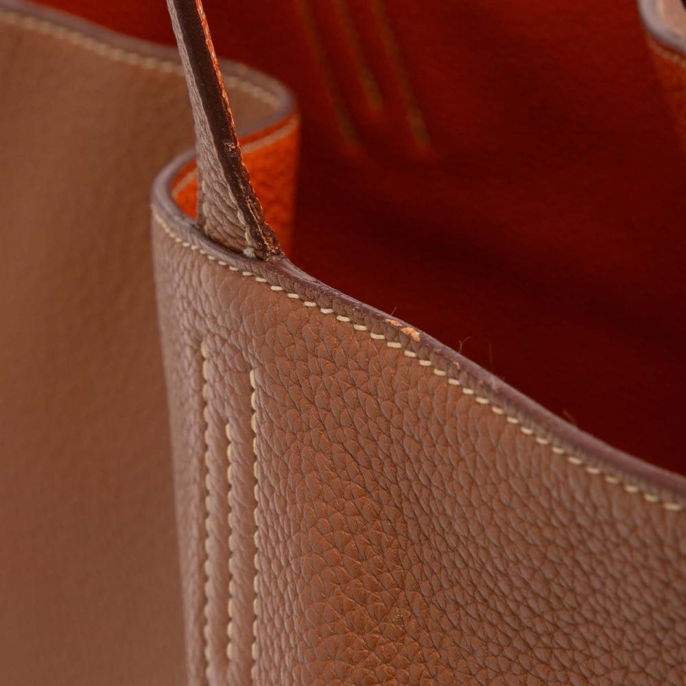 Hermès B Hermès Brown with Orange Calf Leather Clemence Double Sens 36 France