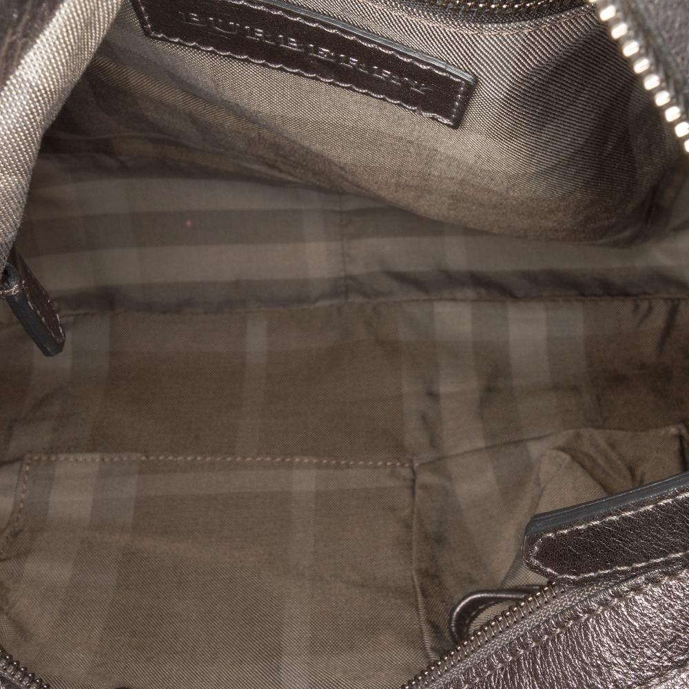 Burberry B Burberry Gray Dark Gray Calf Leather Metallic Fairby Hobo Italy