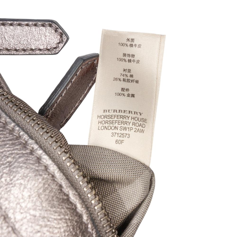 Burberry B Burberry Gray Dark Gray Calf Leather Metallic Fairby Hobo Italy