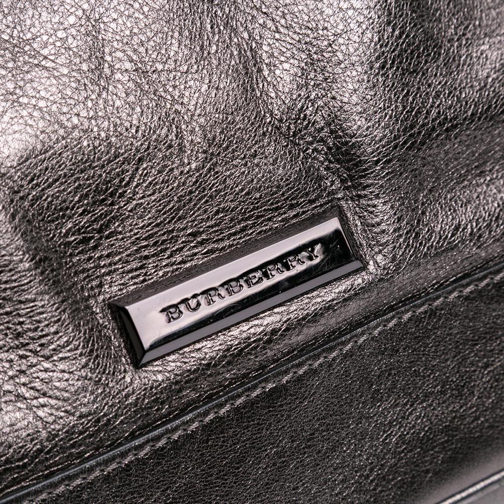 Burberry B Burberry Gray Dark Gray Calf Leather Metallic Fairby Hobo Italy