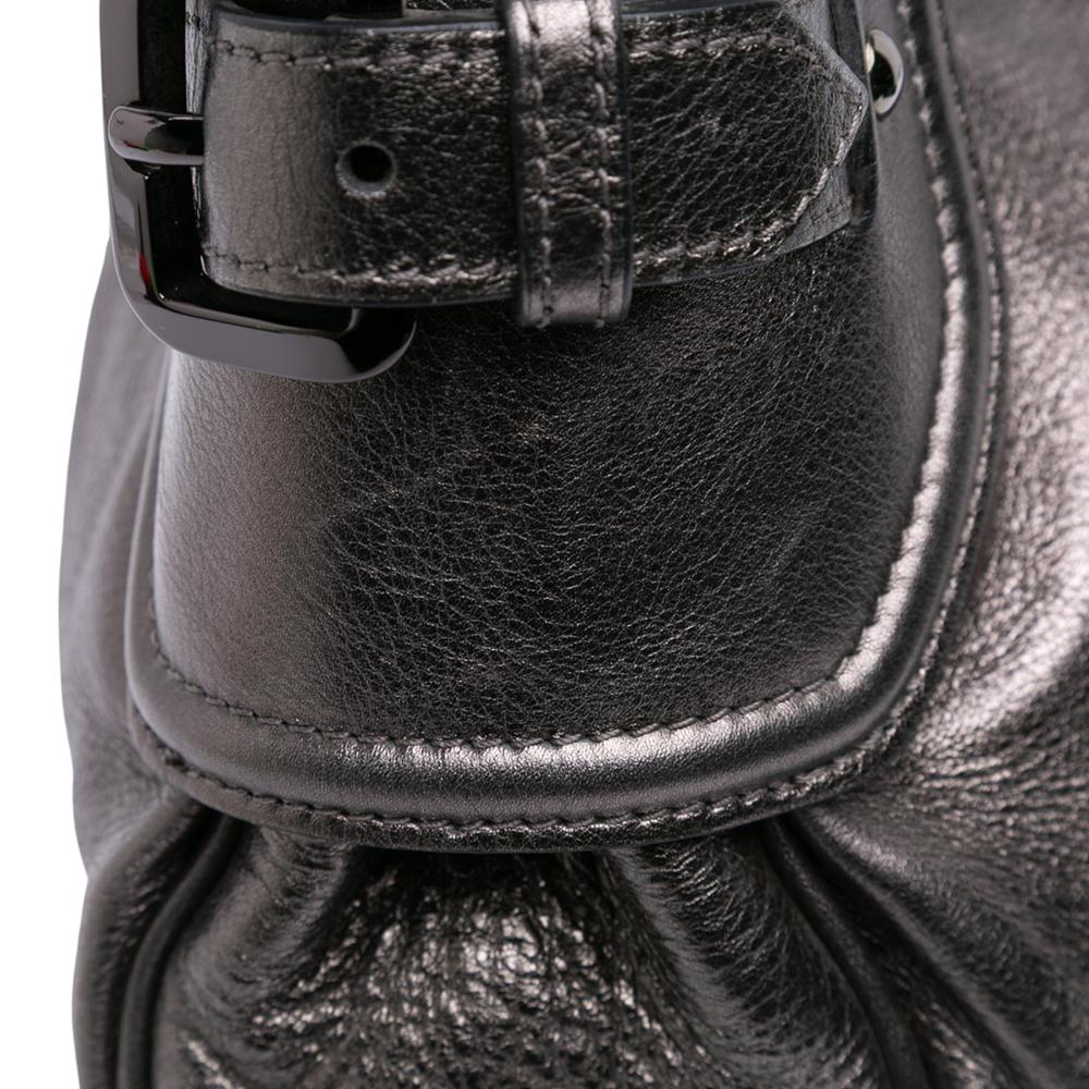 Burberry B Burberry Gray Dark Gray Calf Leather Metallic Fairby Hobo Italy