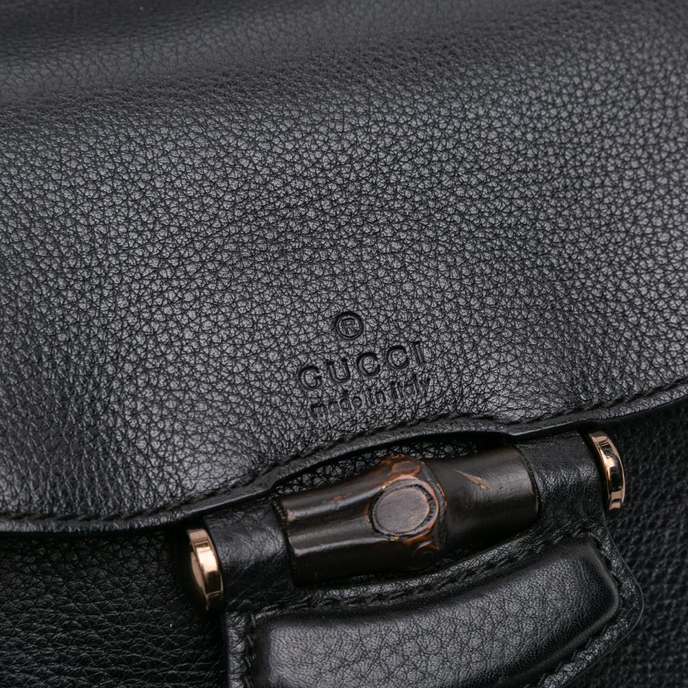 Gucci B Gucci Black Calf Leather Small Bamboo Nouveau Fringe Crossbody Italy