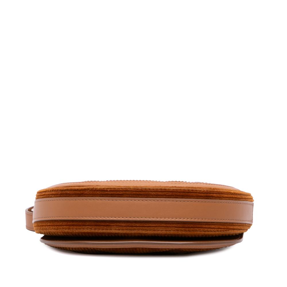 Burberry AB Burberry Brown Corduroy Fabric Micro Olympia Shoulder Bag Italy