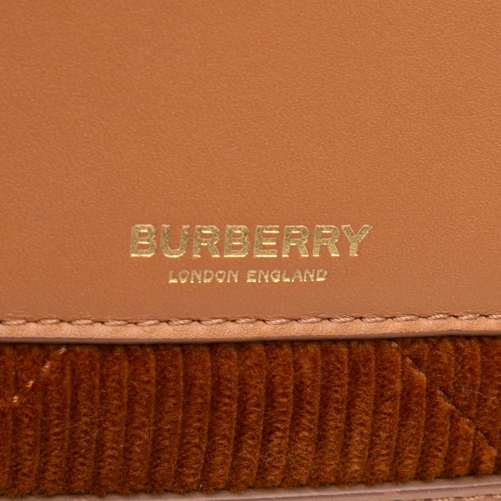 Burberry AB Burberry Brown Corduroy Fabric Micro Olympia Shoulder Bag Italy