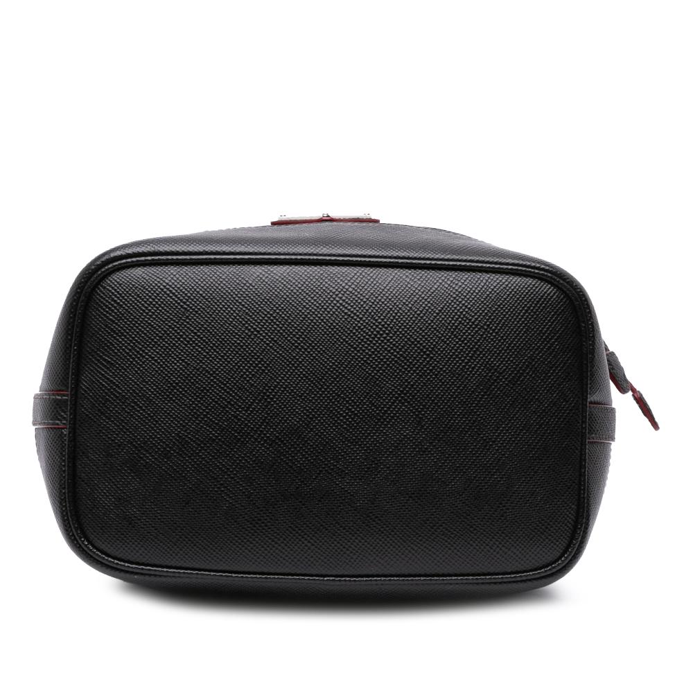 Prada B Prada Black Nylon Fabric Saffiano Trimmed Tessuto Bucket Bag Italy