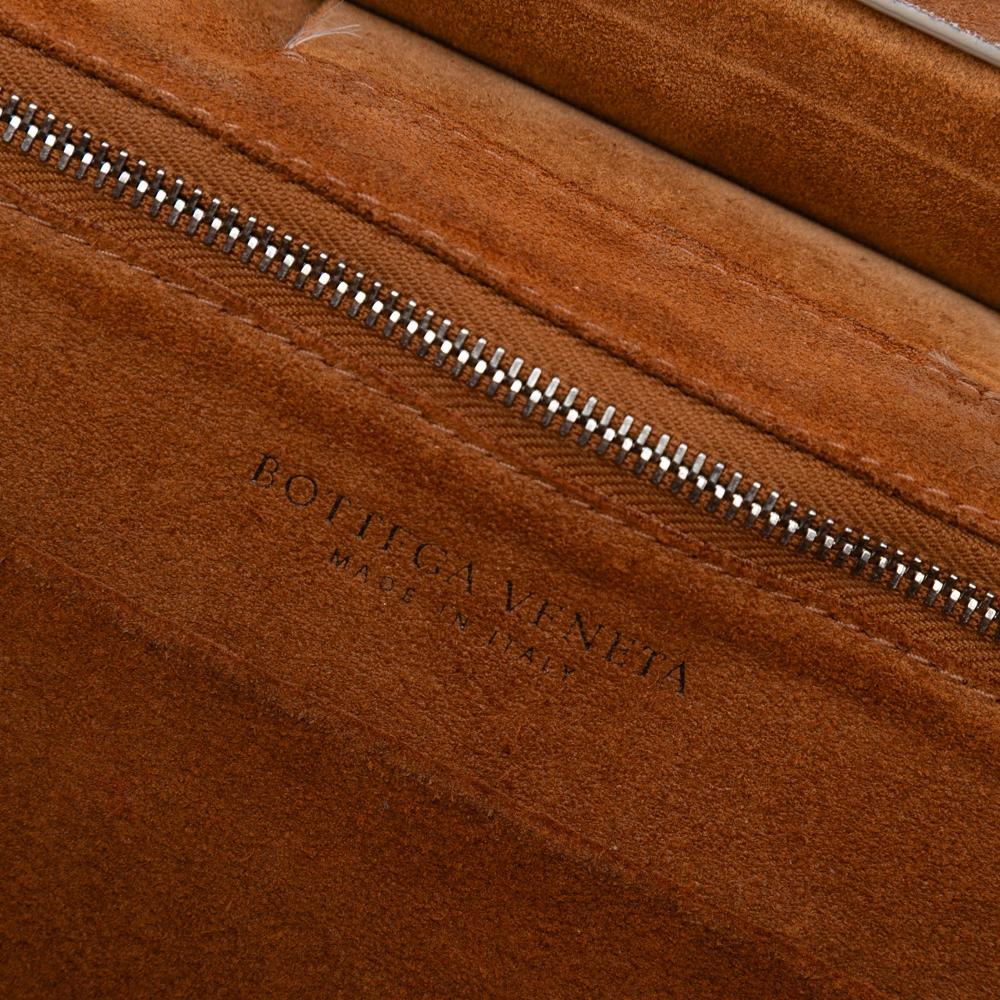 Bottega Veneta B Bottega Veneta White Calf Leather Small skin Maxi Intrecciato Arco Satchel Italy