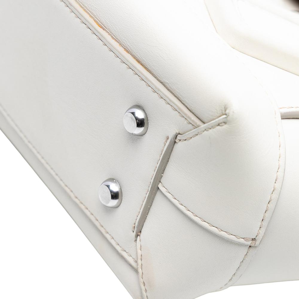 Bottega Veneta B Bottega Veneta White Calf Leather Small skin Maxi Intrecciato Arco Satchel Italy