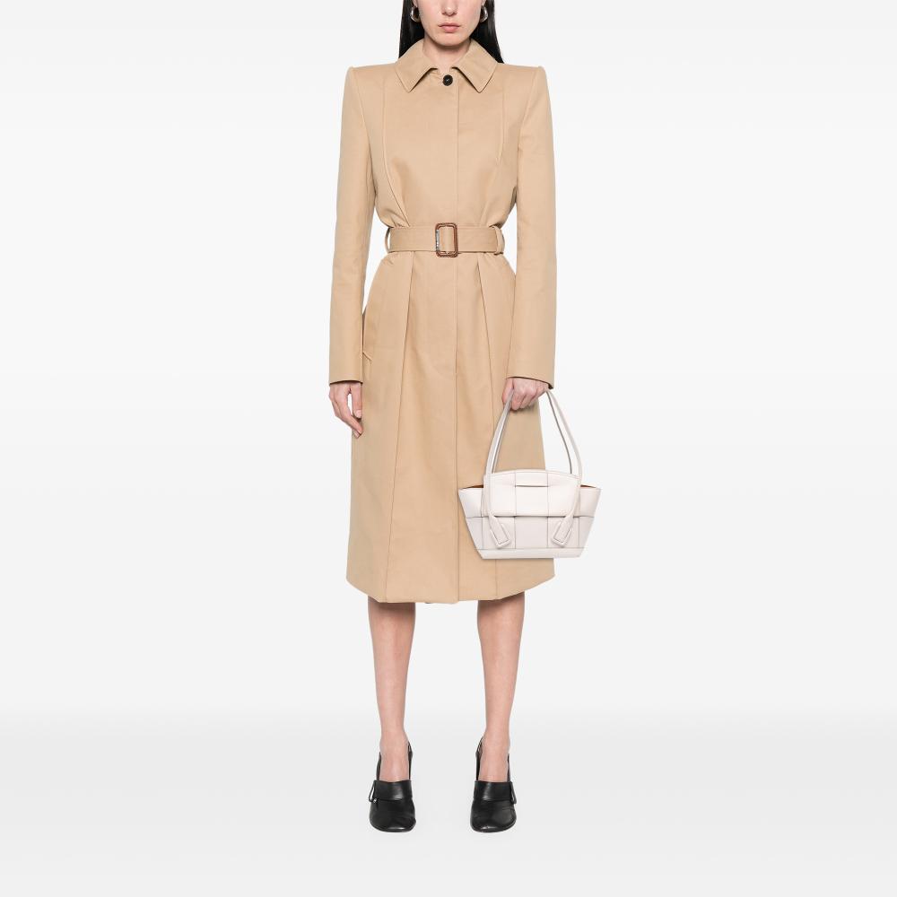 Bottega Veneta B Bottega Veneta White Calf Leather Small skin Maxi Intrecciato Arco Satchel Italy