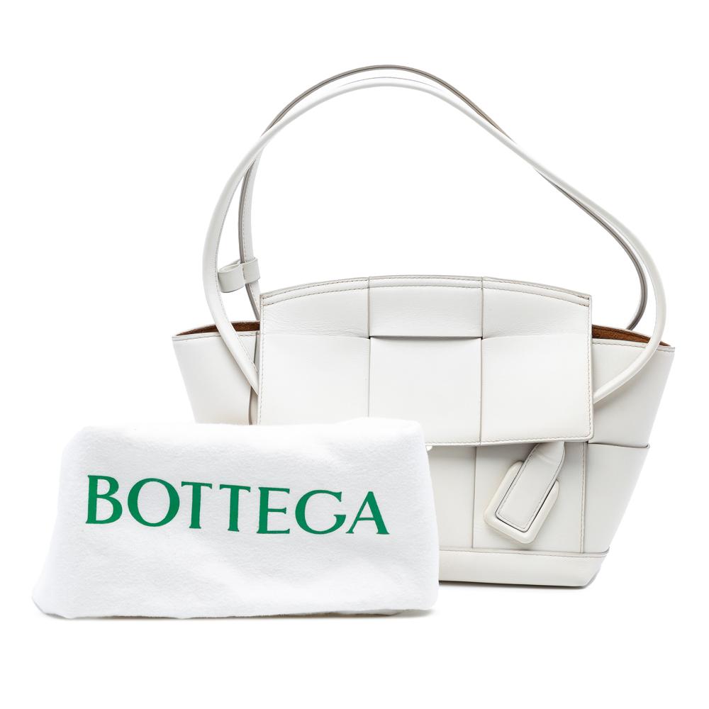 Bottega Veneta B Bottega Veneta White Calf Leather Small skin Maxi Intrecciato Arco Satchel Italy