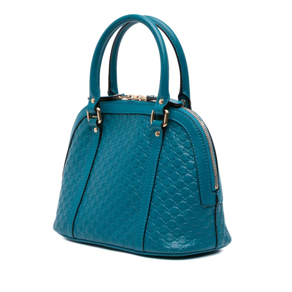 Gucci B Gucci Blue Turquoise Calf Leather Mini Microguccissima Dome Satchel Italy
