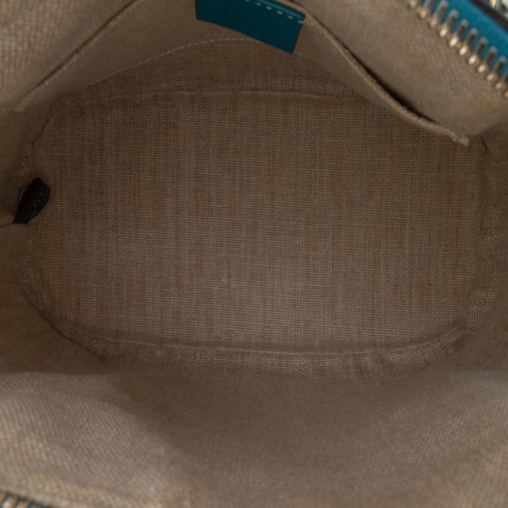 Gucci B Gucci Blue Turquoise Calf Leather Mini Microguccissima Dome Satchel Italy