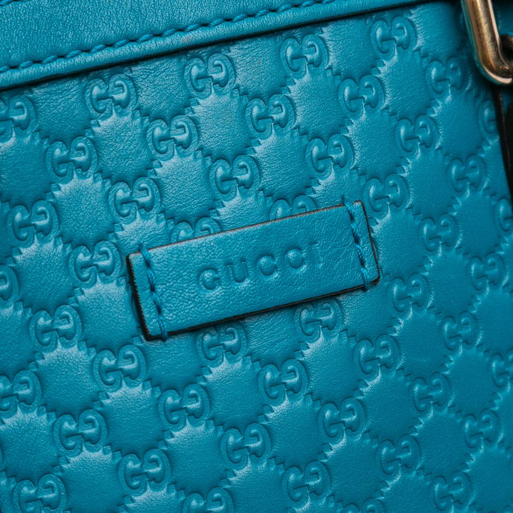 Gucci B Gucci Blue Turquoise Calf Leather Mini Microguccissima Dome Satchel Italy
