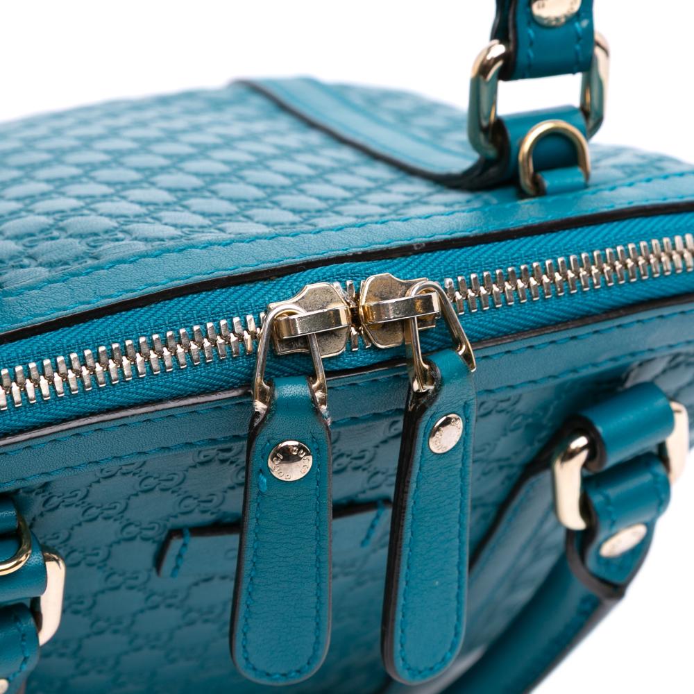 Gucci B Gucci Blue Turquoise Calf Leather Mini Microguccissima Dome Satchel Italy