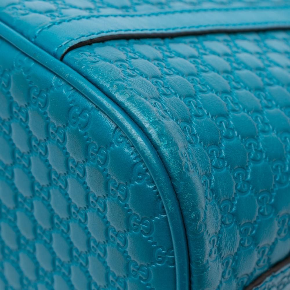 Gucci B Gucci Blue Turquoise Calf Leather Mini Microguccissima Dome Satchel Italy