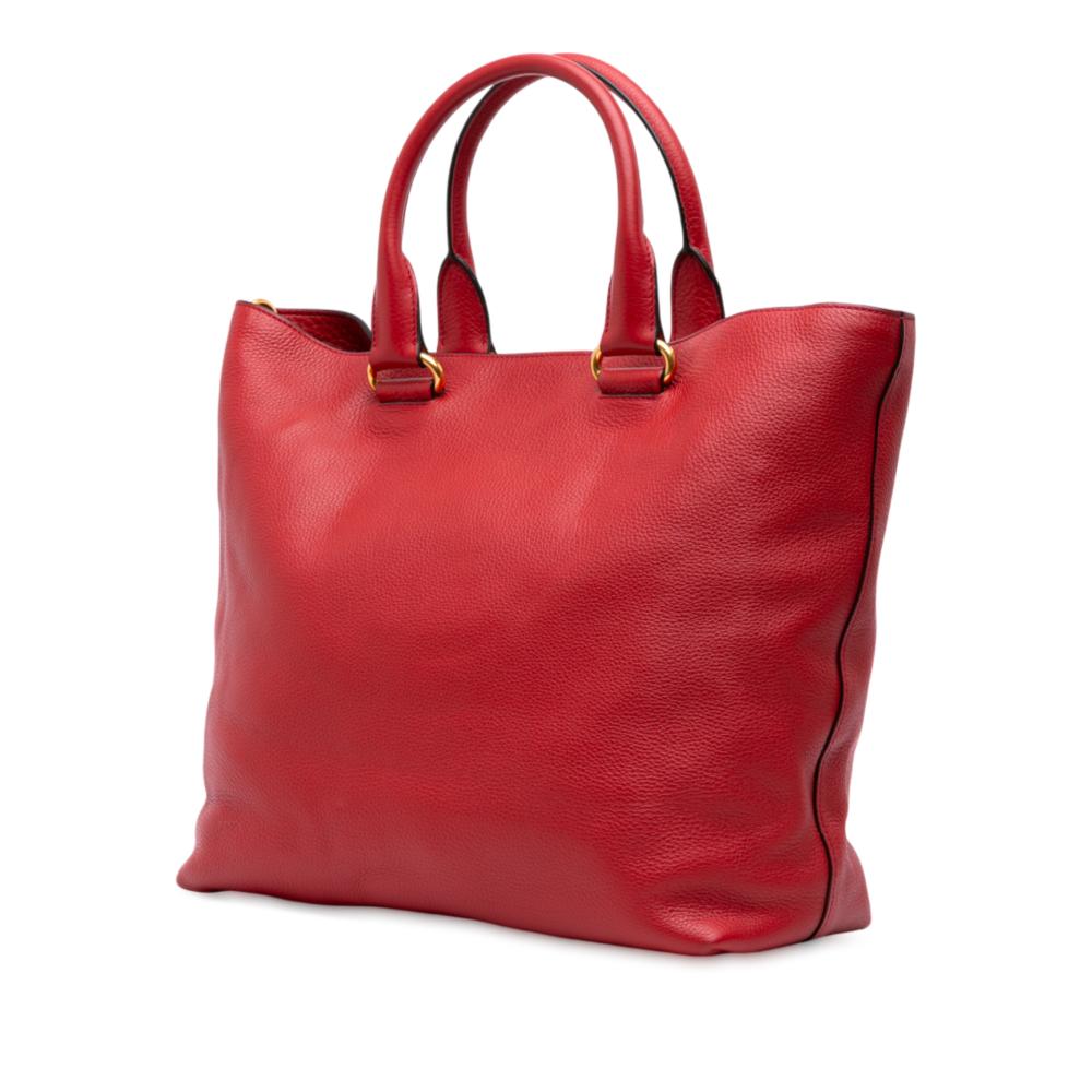 Prada B Prada Red Calf Leather Vitello Daino Open Convertible Tote India