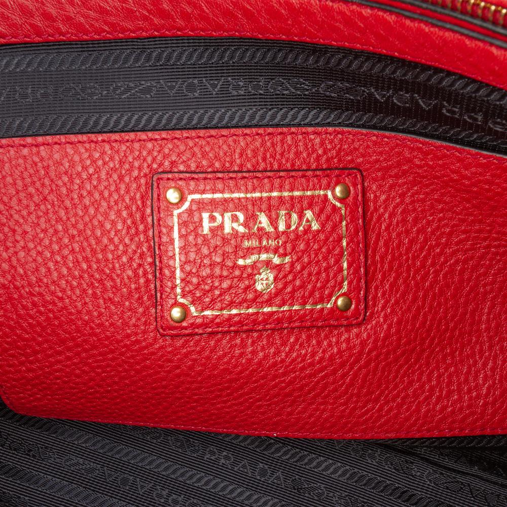 Prada B Prada Red Calf Leather Vitello Daino Open Convertible Tote India